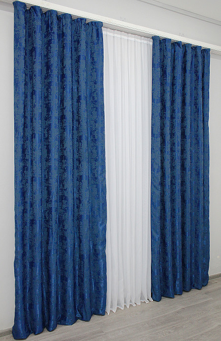 Комплект готових штор VR-Textil Жакард Sultan XO № 1149ш Синій 150х270 см 2 шт (30-955) Київ - фото 4