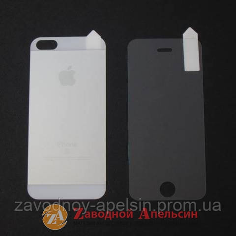 Захисне скло iPhone 5 5s 5se GLASS 2в1 прозоре+сіре Одеса - фото 1