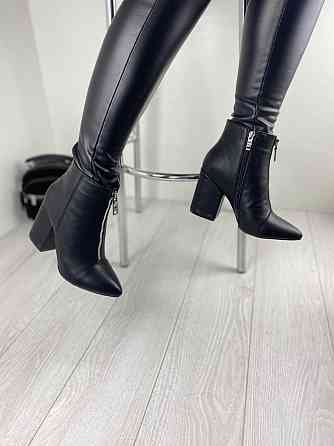 Стильні жіночі шкіряні демісезонні черевики на підборах 9 см. чорні (2725) р. 39, 40 / Черевики Коломия