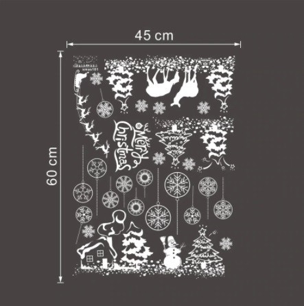 Наклейки на окна новогодние 45 на 60 см белый Киев - изображение 2