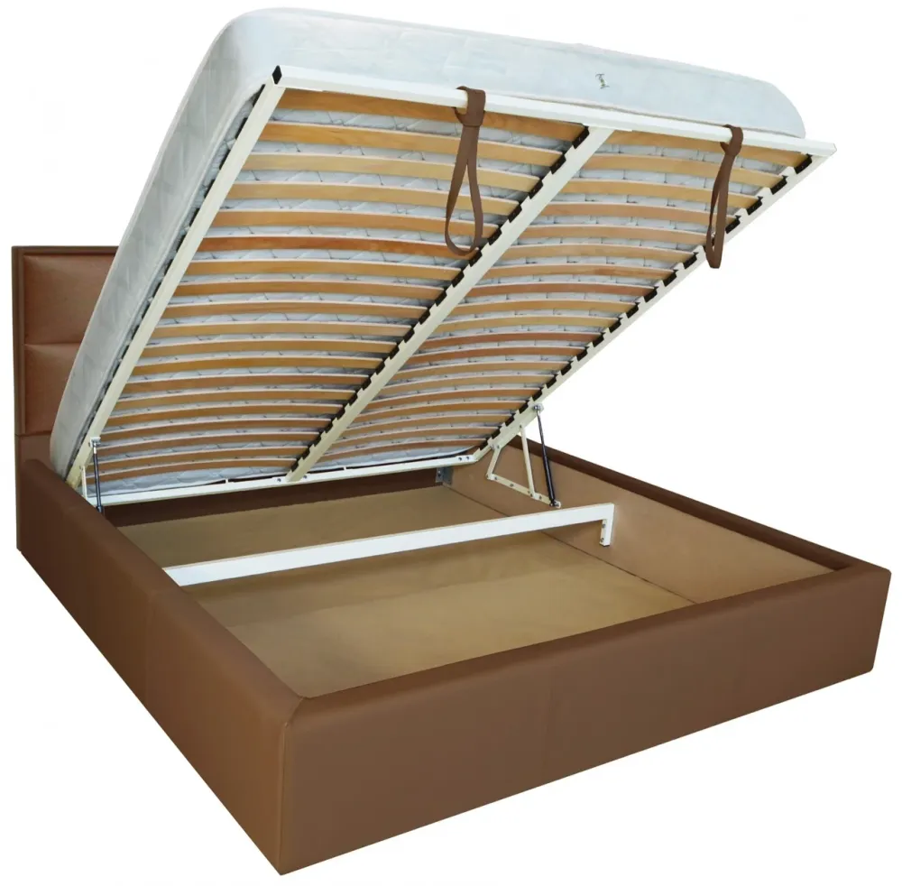Ліжко Двоспальне Sheffield Comfort 160 х 190 см Fly 2213 A1 З підйомним механізмом та нішою для білизни Світло-коричневий Київ - фото 4