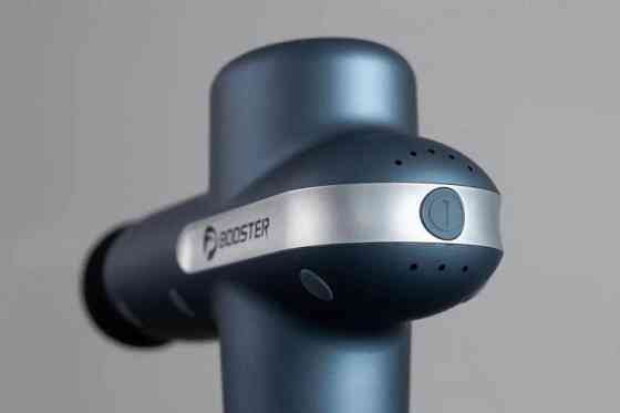 Перкусійний масажний пістолет Lightsaber Booster U1 М'язовий масажер (6 насадок) 2500 мА·год Синій Київ