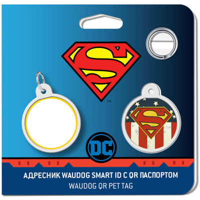 Адресник для животных WAUDOG Smart ID с QR паспортом "Супермен Америка", круг 25 мм (0625-1010ru-eng) Винница - изображение 4