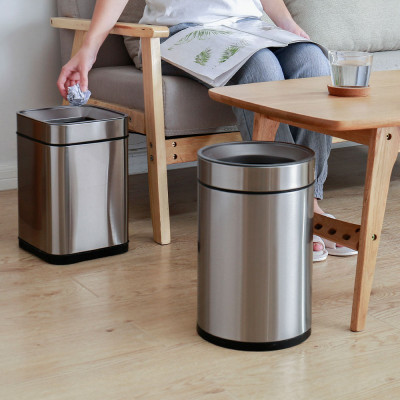 Контейнер для сміття JAH круглий без кришки з внутрішнім відром срібний металік 10 л (7039) Вінниця - фото 8