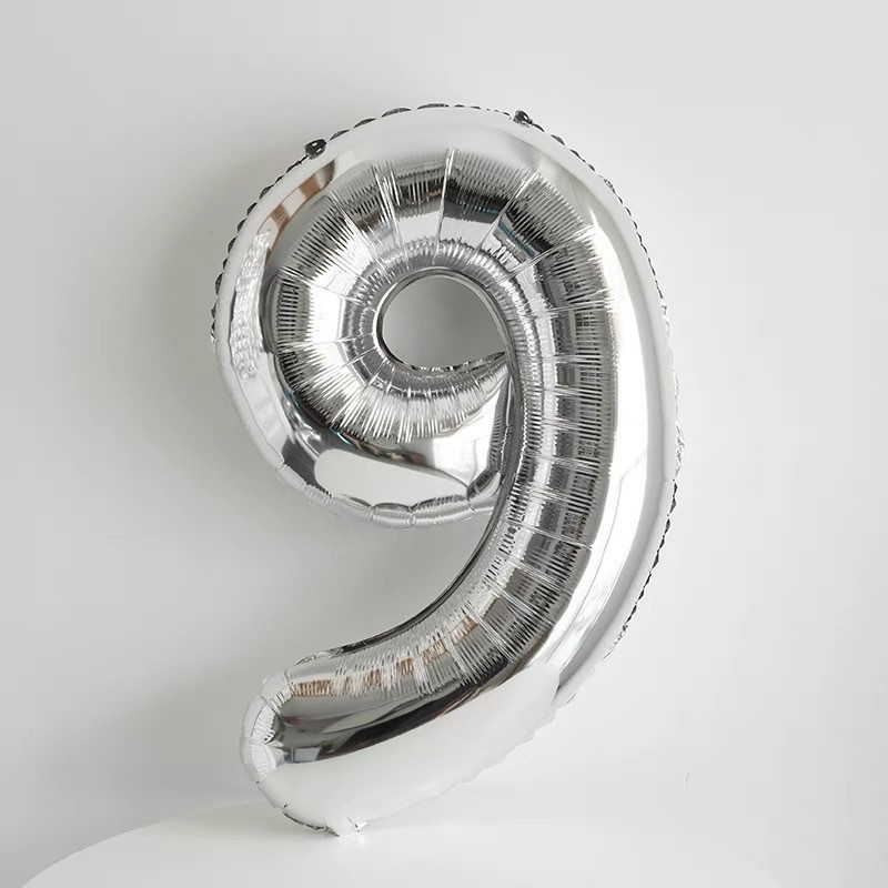 Шарик цифра 9 фольгированная 32 дюйма серебристый Киев - изображение 3