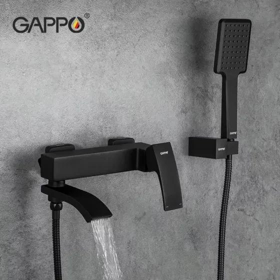 Смеситель для ванны GAPPO G3207-6 с душевым гарнитуром, черный Киев