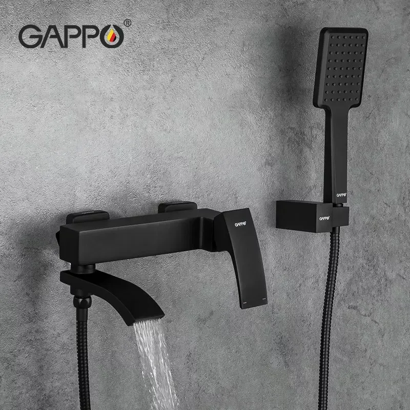Смеситель для ванны GAPPO G3207-6 с душевым гарнитуром, черный Киев - изображение 2