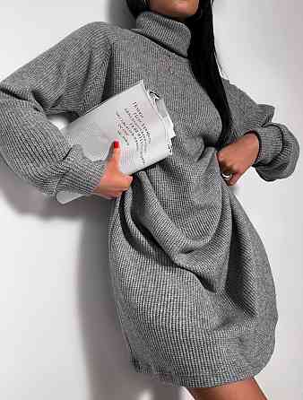 Женское стильное объемное теплое платье плотное Ангора вязкая Графит Одесса