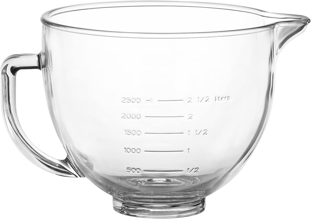 Скляна чаша для змішування, сумісна з міксерами KitchenAid з похилою головкою об'ємом 4,5 та 5л, скляна чаша для змішування Київ - фото 1