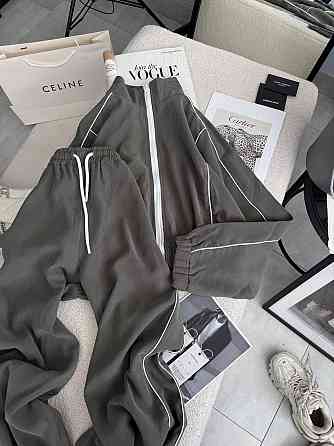 Женский стильный трендовый костюм двойка купра Оливка, 42/44 Одесса