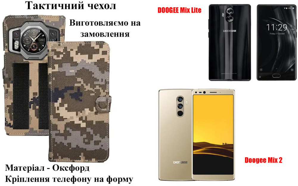 Тактический чехол для Cubot Note 20, Note 20 Pro, Note 21, крепится к снаряжению на липучке Киев - изображение 1