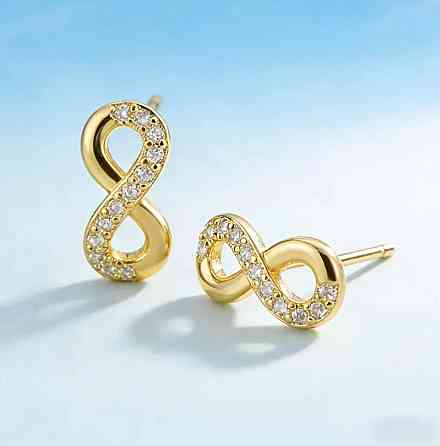 Серьги-пусеты бесконечность – золотой цвет Киев