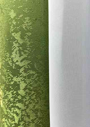 Комплект готових штор VR-Textil Жакард Мармур Al1 № 1907ш Оливковий 100х290 см 2 шт (31-975) Київ