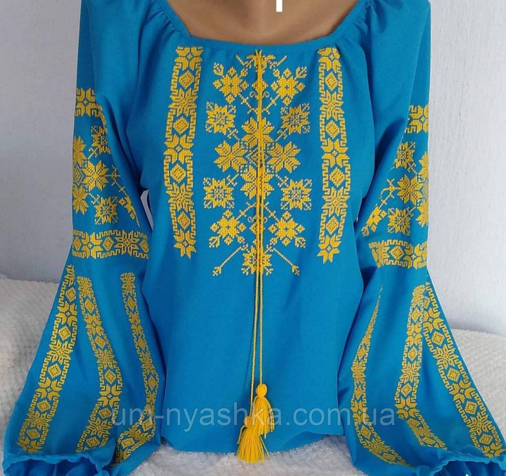 Жіноча шифонова вишиванка жовта  "Зорі на шифоні" Кривий Ріг - фото 2