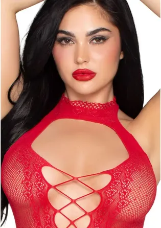Мини-платье Leg Avenue Dotted Halter Mini Dress One Size Red Львов