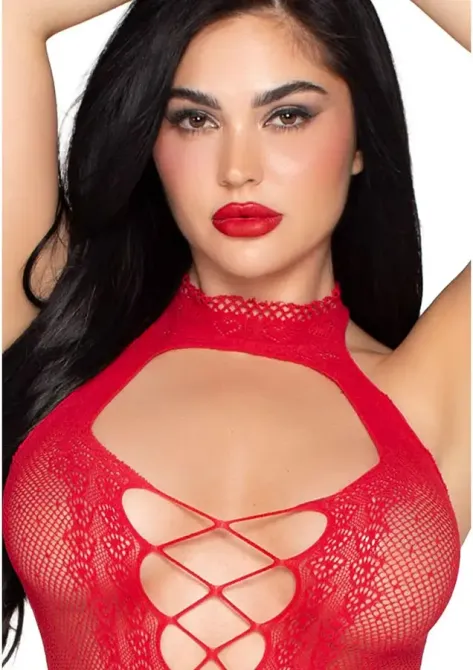 Мини-платье Leg Avenue Dotted Halter Mini Dress One Size Red Львов - изображение 4