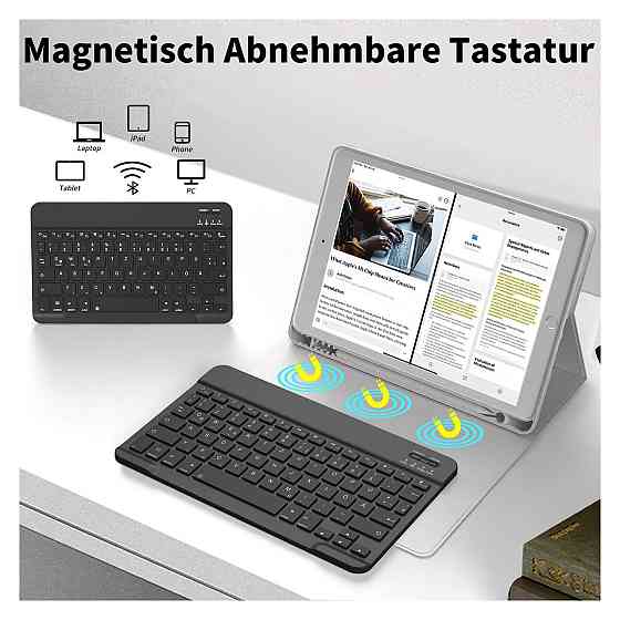 Чохол-клавіатура для iPad 10.2 (7/8/9 покоління) Сірий QWERTZ з відсіком для Apple Pencil Київ