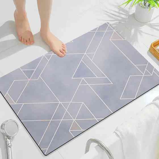 Килимок для ванної кімнати та душу з діатоміту Bathlux 50х80 см з прогумованою основою поглинаючий, Сірий Кам'янець-Подільський