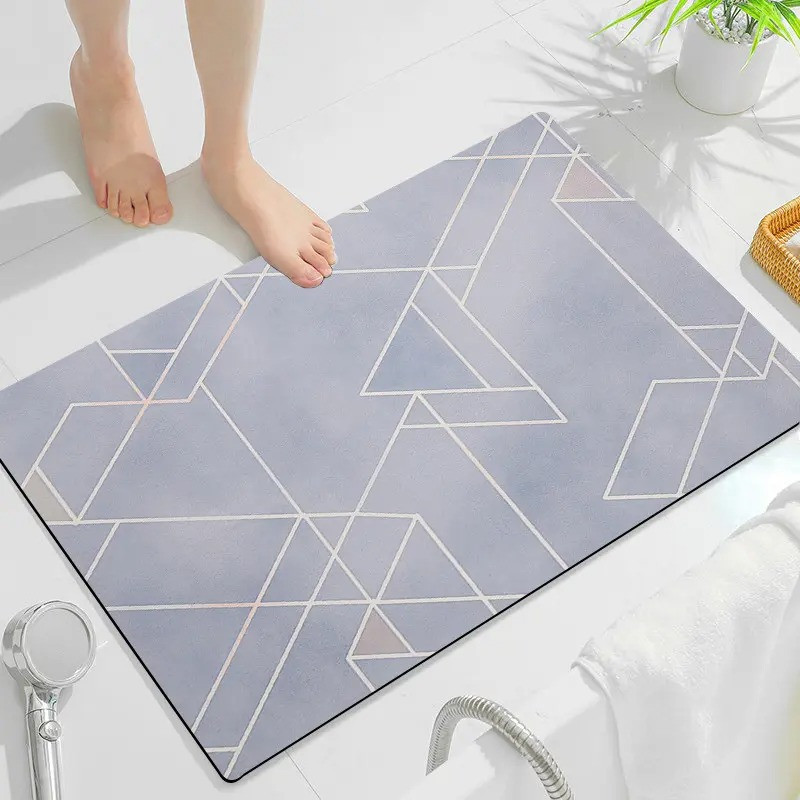 Коврик для ванной комнаты и душа из диатомита Bathlux 50х80 см с прорезиненной основой впитывающий, Серый Каменец-Подольский - изображение 1