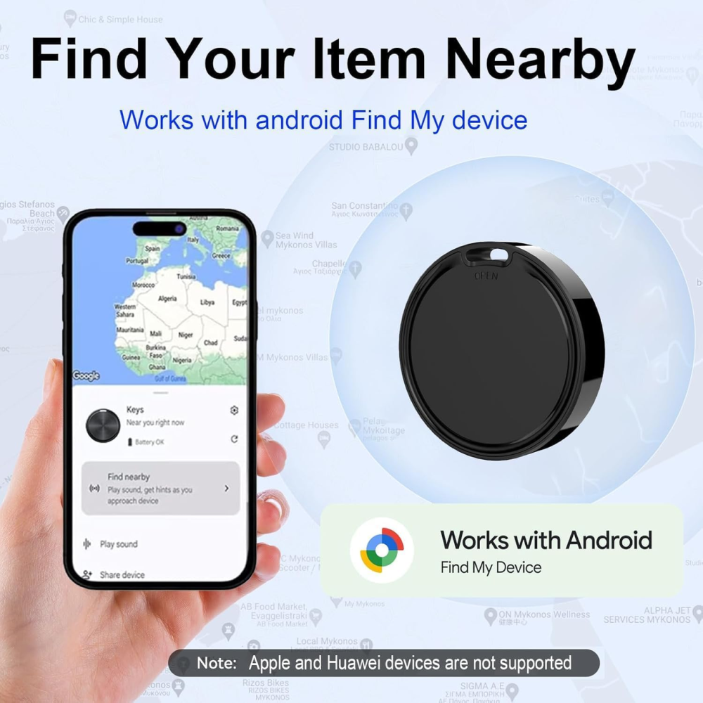 Bluetooth-трекеры GLOBELEC 2 шт. для Android, Google Find Hub, поиск ключей и багажа, BLE, IP65, Black Киев - изображение 3