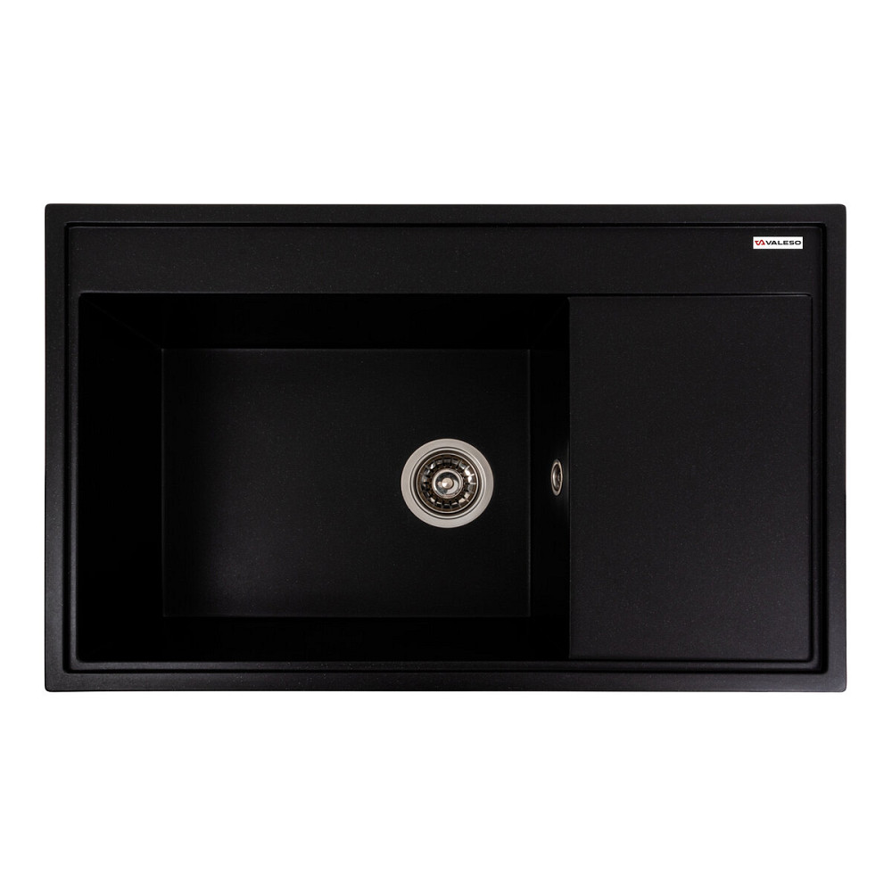 VALESO Гранітна мийка для кухні VALESO AZURIT 7950 матова Чорний металік Коломия - фото 19