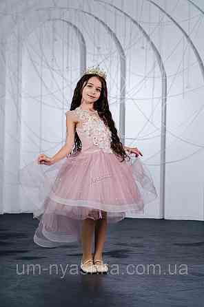 Дитяча сукня видовжене ззаду Синя 122-134 Кривий Ріг