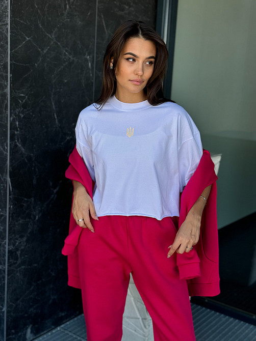 Теплий спортивний костюм жіночий на блискавці Малиновий 50/52 Харків - фото 8