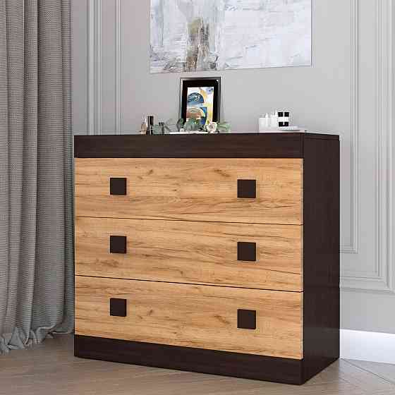 Комод Еверест на 3 ящики Соната-1 80х38х75 венге темний + дуб крафт золотий (DTM-2045) Львів