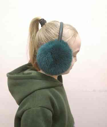 Наушники меховые детские из кролика Зеленый Харьков
