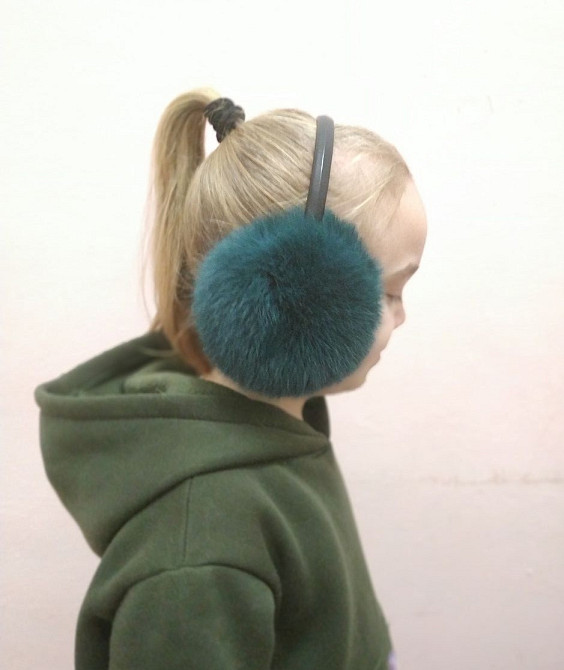 Наушники меховые детские из кролика Зеленый Харьков - изображение 2