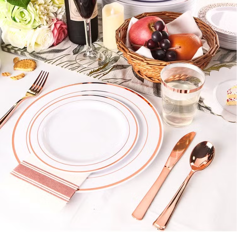 Набор пластиковых столовых приборов 18 шт качественных (ножи,вилки, ложки).Многоразовая посуда, розовое золото Каменец-Подольский - изображение 6