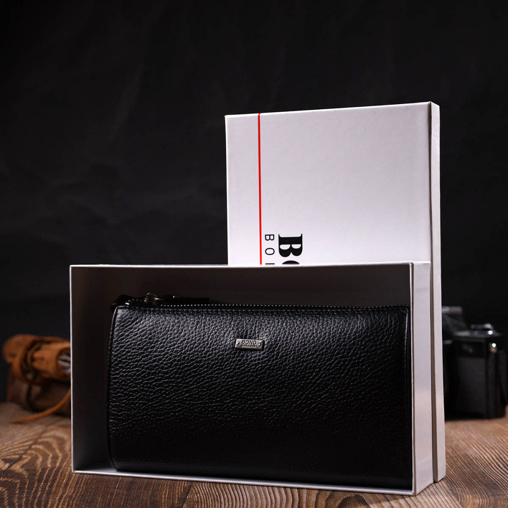 Функциональный мужской клатч из натуральной кожи флотар BOND 22050 Черный Киев - изображение 8