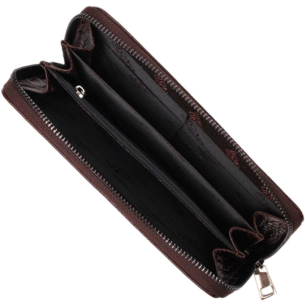 Практичний жіночий гаманець із натуральної шкіри з тисненням під крокодила BOND 21982 Коричневий Київ - фото 6