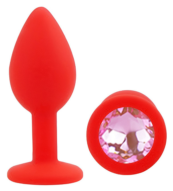 Силіконова анальна пробка EGZO - Silicone Red Round Plug Pink, size S Sex Aura Київ - фото 2