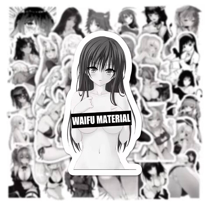Наклейки Waifu Аниме Водонепроницаемые эстетические Аниме наклейки 18+ ((Аниме Хентай) Набор 50 штук Киев - изображение 1