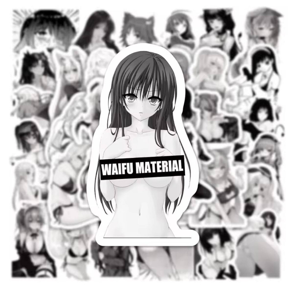 Наклейки Waifu Аніме. Водонепроникні естетичні Аніме наклейки 18+ (Аніме Хентай) Набір 50 штук. Київ - фото 1