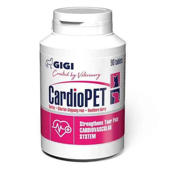 Добавка GiGi CardioPet для котів та собак призначена для зміцнення функцій серцево-судинної системи N90 таб Вінниця