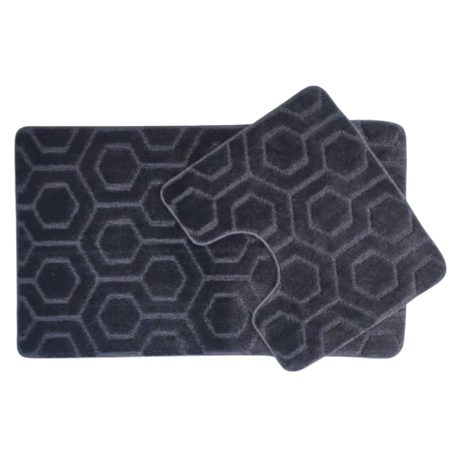 Набір килимків для ванної 2шт 60*100см+50*60см U-виріз Соти Standard сірий поліпропілен Дариана Житомир - фото 1