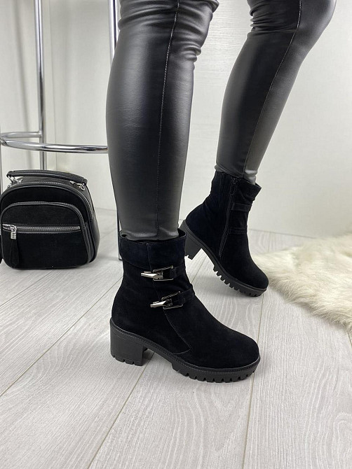 Жіночі черевики ARLETT чорні натуральна замша зима висота черевика 14 см (Б321) Коломия - фото 3