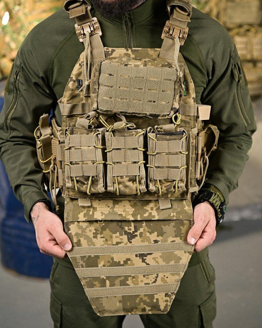 Плитоноска 4 быстрых сброса с напашником Cordura пиксель ПП4632 Одесса - изображение 4