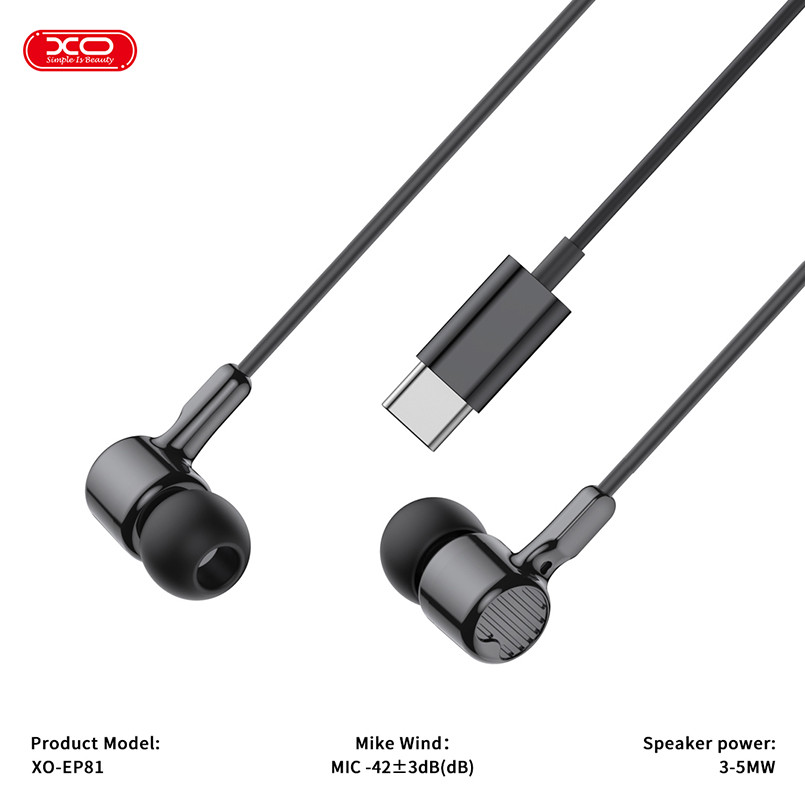Навушники дротові XO EP81 Sunflower In-Ear Type-C чорні Львів - фото 2