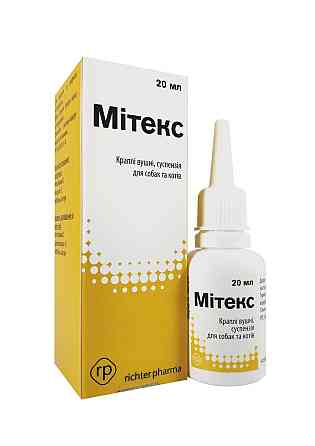 Митекс (аналог суролана) ушные капли, суспензия для собак и котов 20 мл, Richter Pharma (срок до 30.11.2026 г) Винница