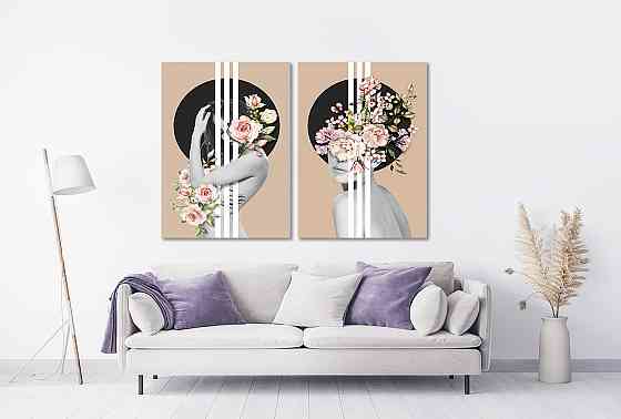 Модульная картина в гостиную / спальню   Дівчина в квітах  TLV-2_059 70x102 см Київ