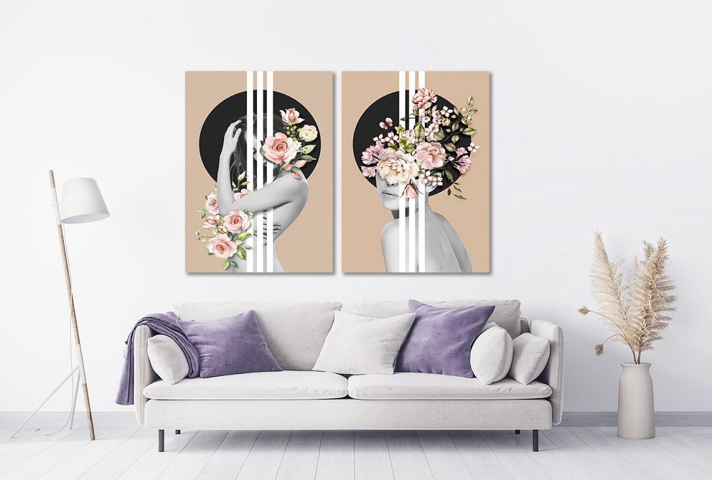 Модульная картина в гостиную / спальню  Дівчина в квітах TLV-2_059 70x102 см Киев - изображение 2