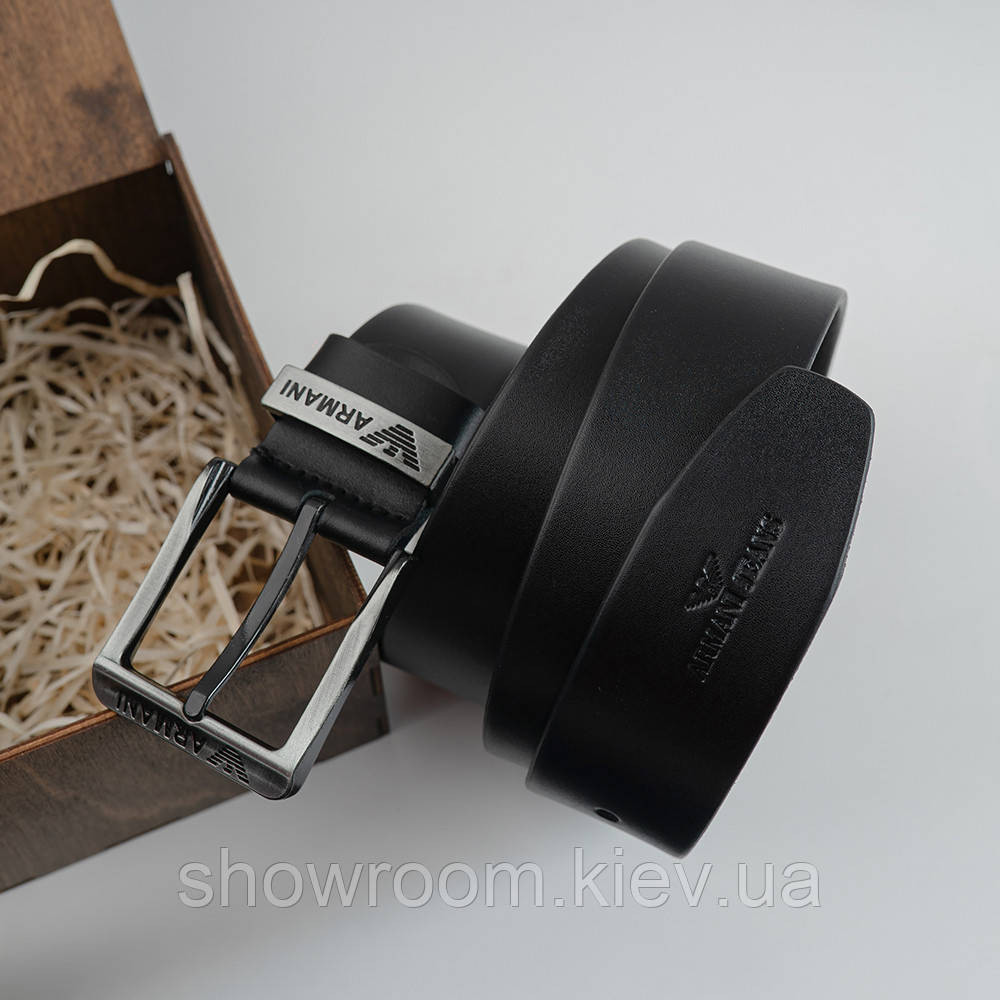 Чоловічий подарунковий набір гаманець і ремінь в дерев'яний ящик Armani (303) Київ - фото 3