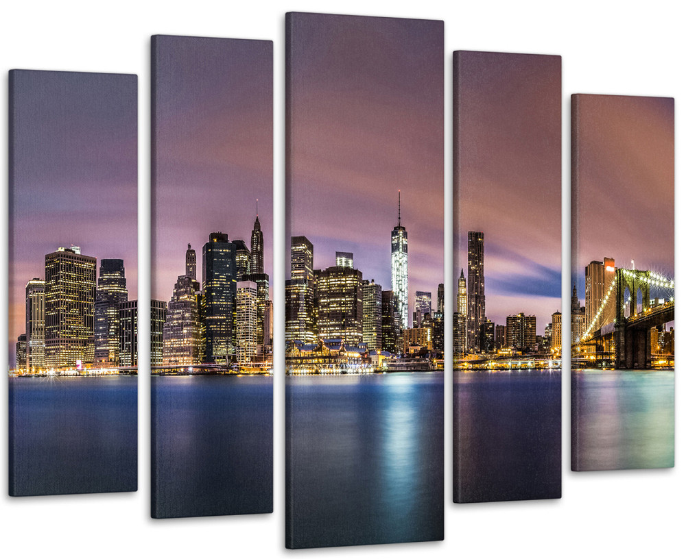 Модульна картина у вітальню / спальню Нічне місто Art-432_5 ( 80х118см ) Київ - фото 1