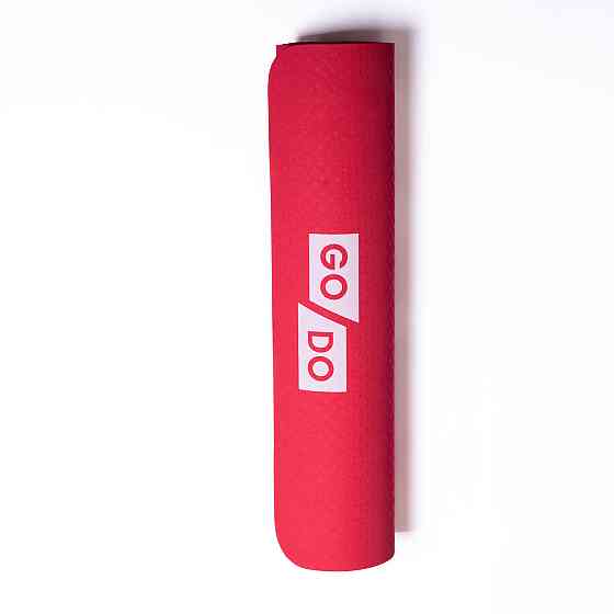 Нескользящий коврик для йоги 173×58 см, червоний Київ