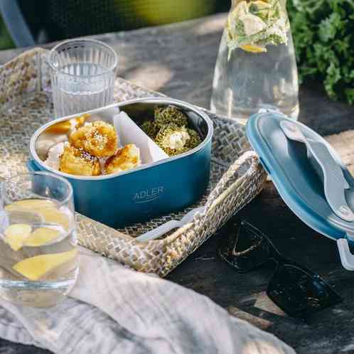 Ланч бокс с подогревом электрический Adler AD 4505 Blue 55 Вт металлический для еды с крышкой 0,8л  220В JW-92 Львов