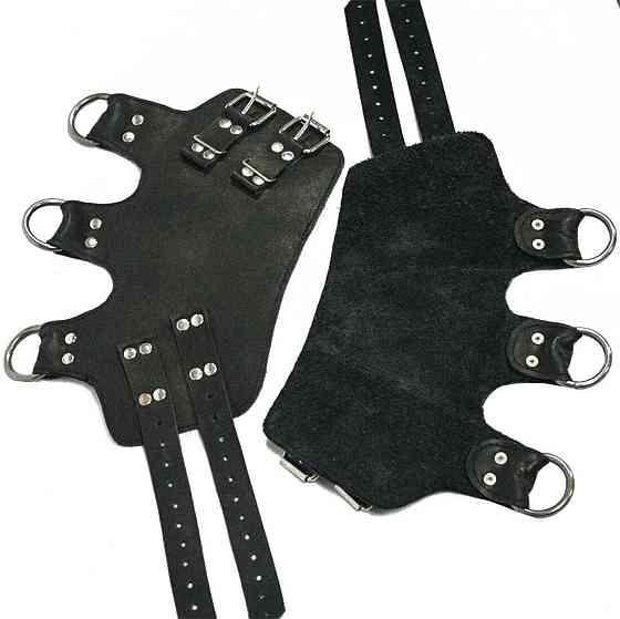 Поножі-манжети для підвісу за ноги Art of Sex – Leg Cuffs For Suspension, чорні, натуральна шкіра Sex Aura Київ
