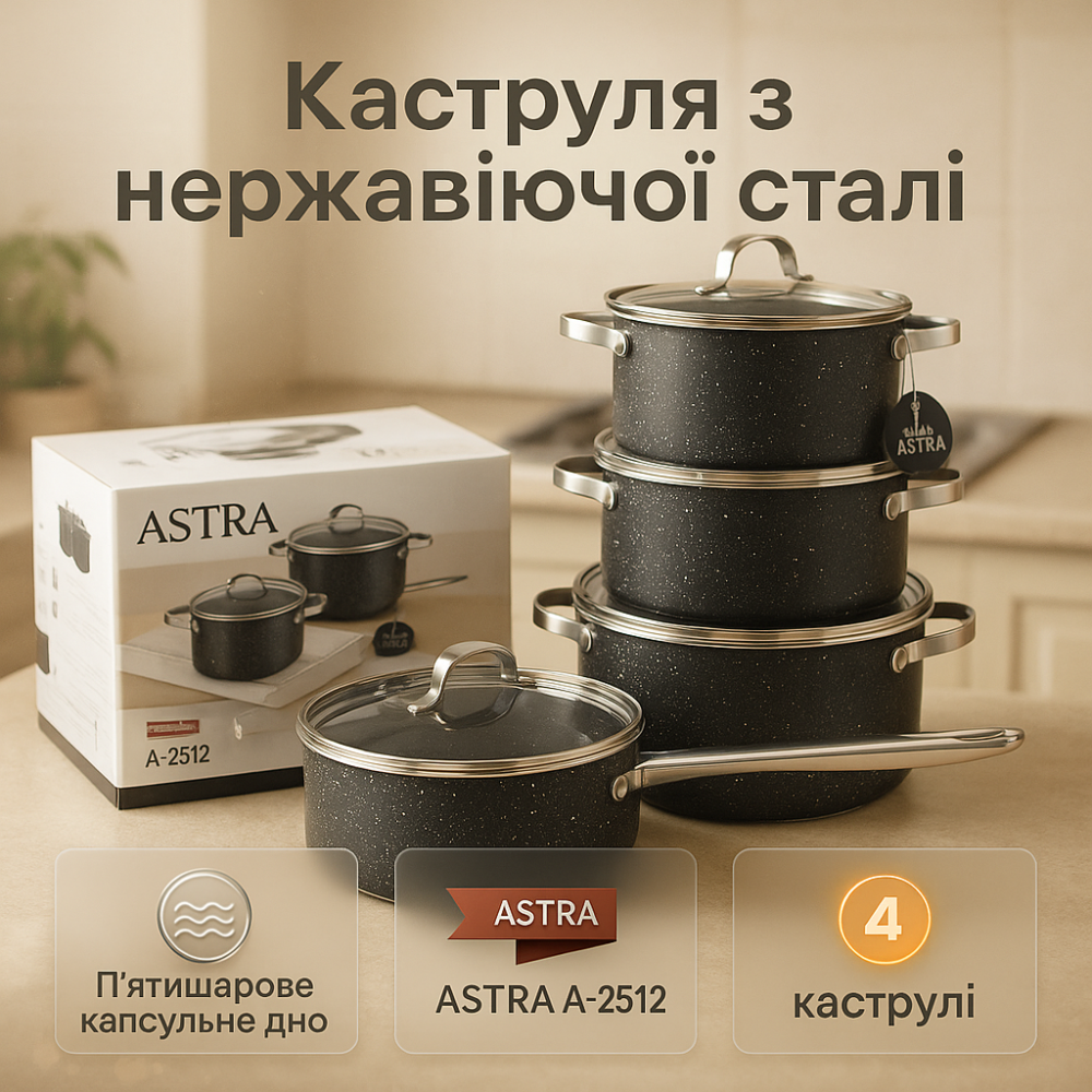 Набор кастрюль для электронной плиты, Набор кастрюль с жаростойкой крышкой для плит EI-85 Львов - изображение 14